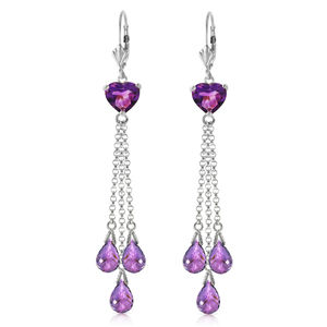 14K. GOLD CHANDELIER EARRING WITH BRIOLETTE AMETHYST (White Gold)